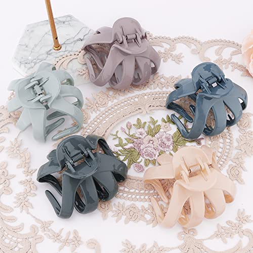 Atoden Claw Clips for Thick Hair 5Pcs, Large Hair Clips for Women, Octopus Hair Clips, Strong Grip Jumbo Jaw Clips, Girls Hair Styling Accessories, 3.15" - color: blue,khaki,light blue,light purple