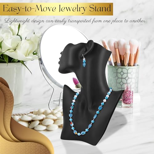 Flexzion Jewelry Bust Display Stand - Black Resin Mannequin Earring Stand for Selling & Displaying - Necklace Bust Display Holder for Show, Boutique, Small Business & Retail | Black resin necklace and earring holder for boutiques, vendor tables, retail di
