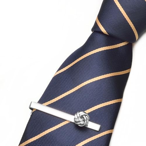 Pearl Rose Tie Clip Cufflinks Set for Men Gold Silver Gun-black Cufflinks and Tie Clip Groom Wedding Business Jewelry - style: Knot-Silver