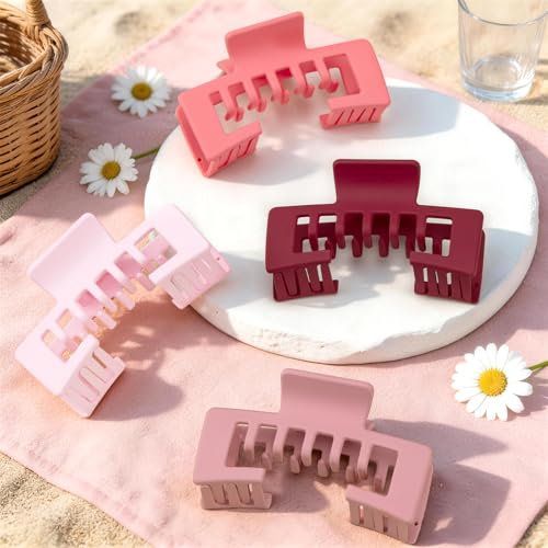 4 Pack Hat Claw Clips for Women, 4.1 Inch Large Hair Clips for Thick Hair | 2-in-1 Cute Hair Claw Clips Strong Hold Jaw Clips for Daily Styling, Baseball Cap & Trucker Hat, Rose Pink (Patent Pending) - color: Rose Pink
