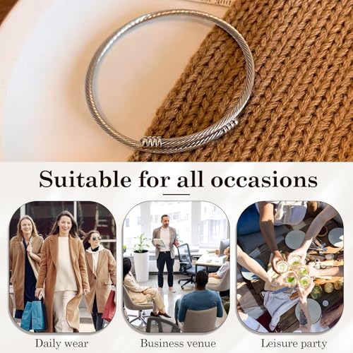 Jewelers Stainless Steel Cable Wire Open Cuff Adjustable Size - color: Rose gold