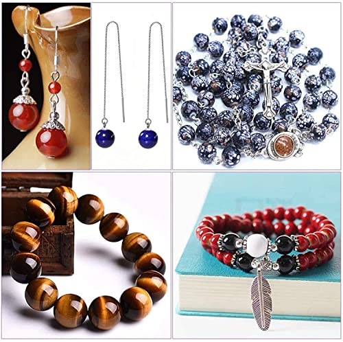 Fishdown 8mm Natural Crystal Stone Beads DIY Jewelry Making Kit | for Bracelet & Necklace Crafting, Healing Gemstone Beads, Ideal Diy Jewelry Craft Supplies 418 Pcs