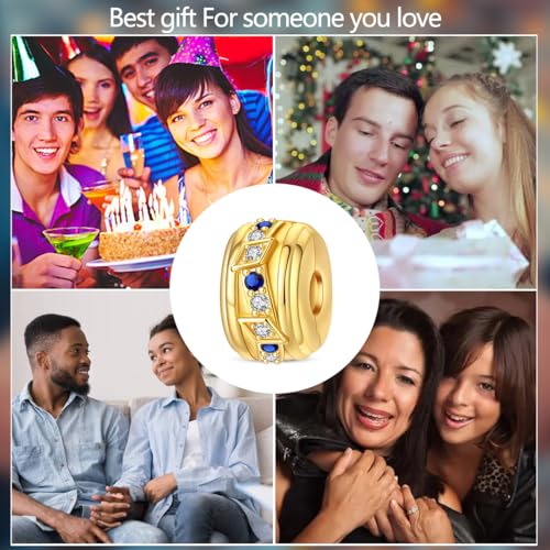 Charm for Bracelets and Necklaces Heart Cat Flower Boy 925 Sterling Silver Bead Birthday Jewelry Gift for Women - color: Gold Diamond Charm