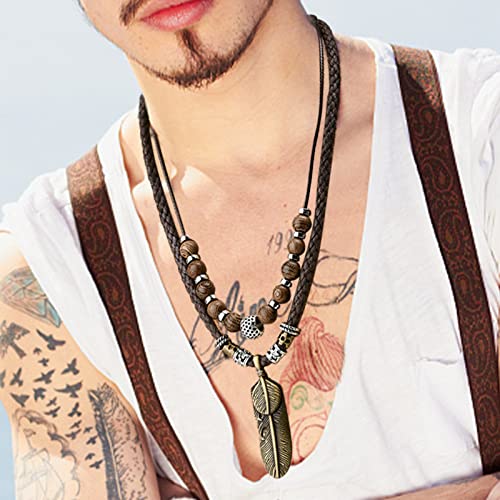 Wood Bead Necklace Africa Wooden Chain Statement Unisex Chunky Necklaces - color: leaf necklace