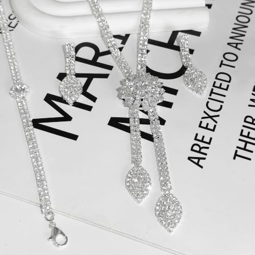 4 Pieces Cubic Zirconia Wedding Jewelry Sets for Bride Rhinestone Bridal Jewelry Set Necklace Bracelet Earring Ring for Brides Bridesmaid for Wedding Party - color: 3 PCS-Silver