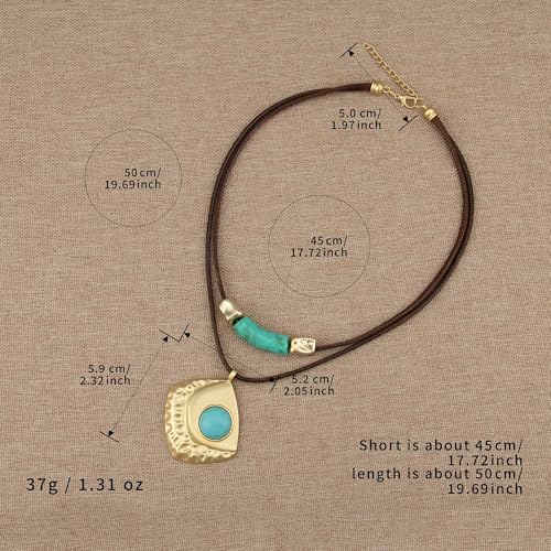Chunky Pendant Necklace for Women Vintage Boho Necklaces Choker Layered Statement Necklaces Bohemian Jewlery Gifts - style: Boho Style Pendant Necklace