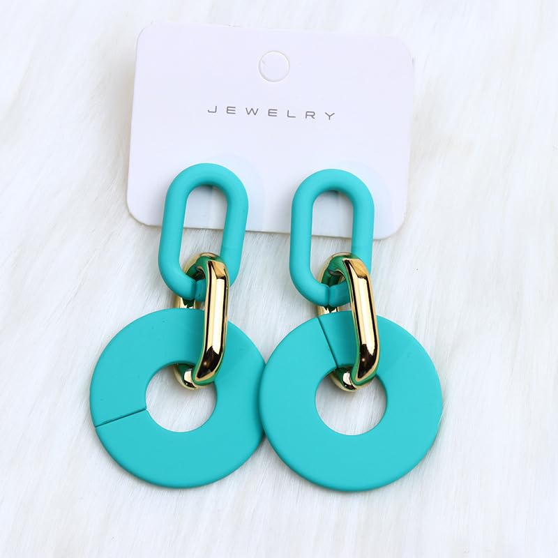 Acrylic Hoop Earrings Long Chain Earrings Minimalist Geometric Dangle Earrings Statement Drop Earrings for Women Girls - color: lake blue