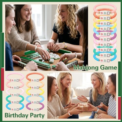 Liliaafar 20 Pcs Inspirational Friendship Bracelets Bulk Adjustable Motivational Beaded Bracelets for Back to School Teacher Gifts Classroom Party Favors - style: Mahjong Polymer Clay