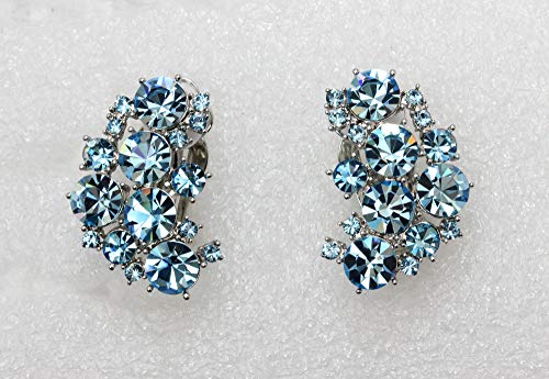 Faship Gorgeous Clip Ons Floral Earrings - color: Aqua