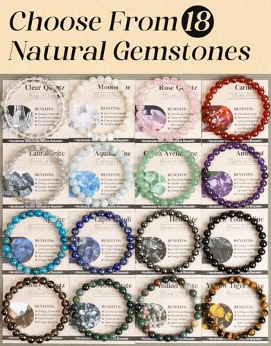 Natural Stone Beaded Bracelets for Men Women, 4mm 6mm 8mm | Healing Crystal, Protection Gemstone, Gift Packaging with Energy Card, Stretch Jewelry, Replacement Beads Included, 18 Stone - color: Black Tourmaline(Protection & Balance), size: 8mm