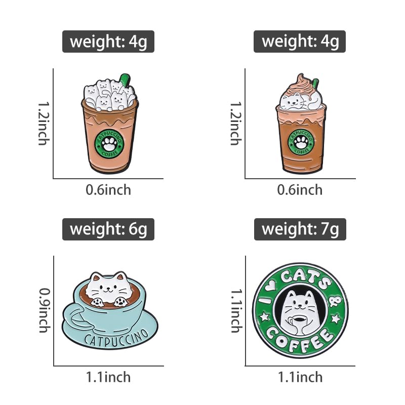 Cartoon Animal Enamel Brooch Set Cute Butterfly Duck Cat Lapel Pins for Backpacks Jacket Decoration Gifts for Friends - style: Bottle Cat Cup