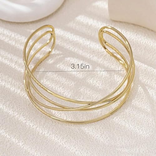 Harry and Henry Arm Cuff Gold Upper Arm Jewelry for Women Adjustable Open Cuff Bangle Bracelets Armband Jewelry Summer Outfits for Women 2026 - color: B:Gold multilayer open arm cuff bracelet