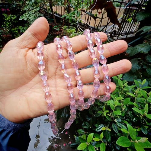 8x12mm Teardrop Glass Beads for Jewelry Making, Vertical Hole Faceted Crystal Prism Beads for Pendants Bracelet Necklace Earring, Light Pink 100pcs - color: Light Pink