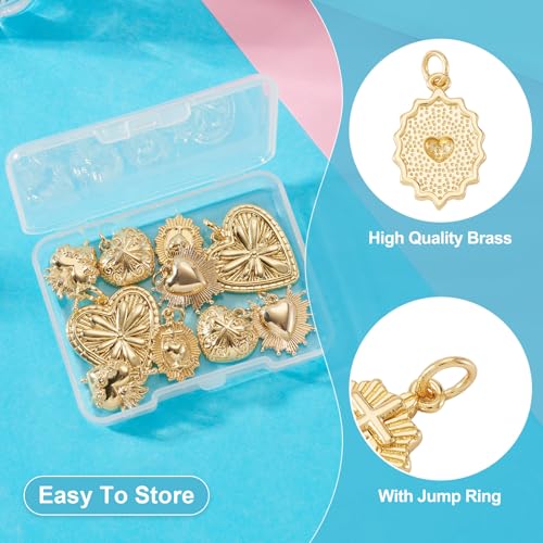 Cheriswelry 18K Gold Plated Heart Pendants Golden Heart Dangle Earring Charms Necklace Pendants Bracelet Keychain Charm Mini Hang Ornament for DIY Craft Jewelry Making - color: 18K Gold Plated C