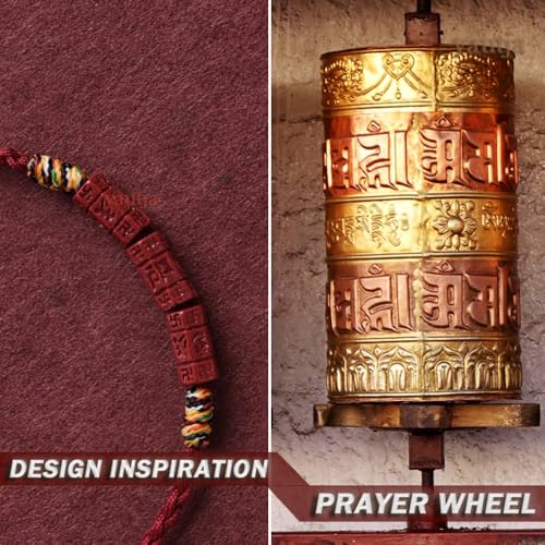 Yautja Tibetan Buddhist Red Buddha Spiritual Protection Red String Bracelet | Meditation Prayer Jewelry for Good Luck Health Wealth, Cinnabar Beads Exorcism Bracelet with Amulet Card, Handmade Adjustable - color: red