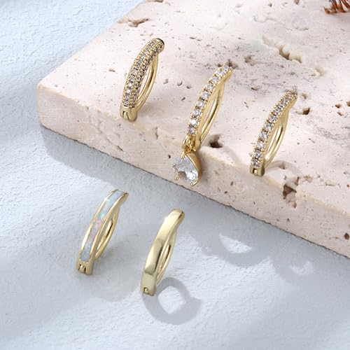 FIASASO 5Pcs Belly Button Ring for Women 14G Short Navel Rings Silver Clicker Belly Piercing Pack Simple Dangle Cute CZ Belly Small Hypoallergenic Belly Button Ring Reverse Piercings Jewelry - color: 14K Gold Plated