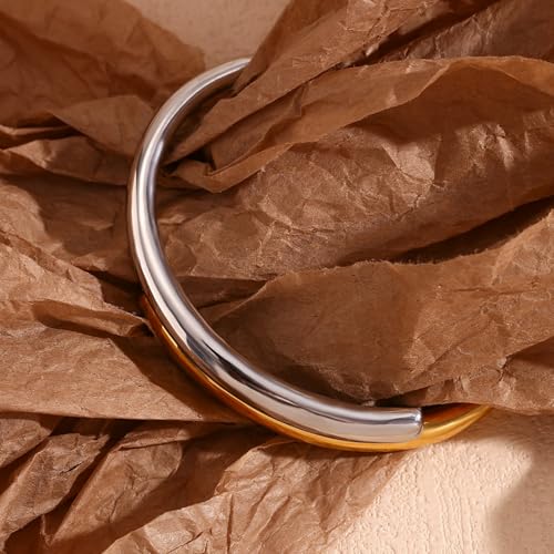 18K Gold Bangle Bracelets for Women 925 Sterling Silver Bracelets Bracelets Adjustable Boho Bracelets Stackble Cuff Bangle Bracelets for Men Women Chunky Gold Bangle Open Cuff Bracelets Christmas Gift - color: Bracelets-14