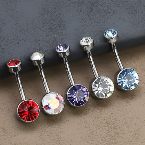 Titanium Floating Belly Button Rings 14G, ASTM F136 Implant-Grade Curved Barbell, Internal Thread with 6mm Teardrop Gems, Sparkle Navel Piercing Jewelry, 10mm/12mm Length - color: Silver-Clear cz, size: 3/8"(10mm)