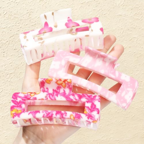 laxizar 4 Pcs Hair Clips 4.1 Inch Claw Cips Floral Hair Accessories - color: floral print 1