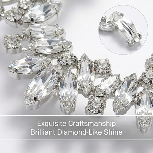 Silver Rhinestone Ear Cuffs for Women Non Piercing, Sparkly Crystal Ear Wrap Crawler Clip On Earrings, Fake Piercing Jewelry for Wedding Prom Party (Silver, 1 Pair)