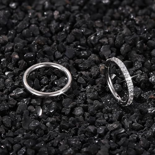 THUNARAZ 14G Hoop Belly Button Rings for Women CZ Clicker Navel Piercing | Surgical Stainless Steel Belly Navel Rings, Hoop Heart Butterfly Dangle Belly Piercing Jewelry - color: Silver Tone-Simple