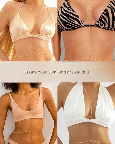 Hypoallergenic 18K Gold Waist Chains Set: 3 Pcs Waterproof 316L Surgical Stainless Steel Beaded Belly Body Chain Fashion Stomach Belt Hip Bikini Jewelry for Women - style: Gold - Beaded