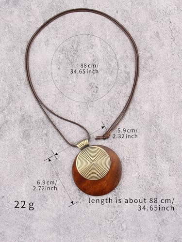 Bohemian Necklaces for Women Long Leather Necklace with Large Pendant Chunky Boho Hippie Jewelry Pendant Chocker Necklace - style: Big Pendant Necklace