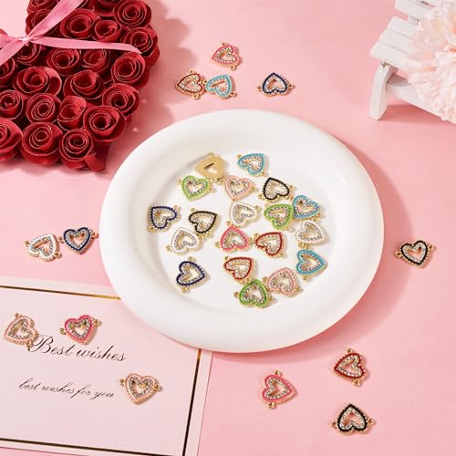 Elecrelive Crystal Heart Charms Rhinestone Heart Pendants Valentine Charms for Necklace Bracelet Earring Wedding Jewelry - color: 8 Colors, Enamel