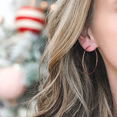 2mm Sterling Silver Big Hoop Earrings For Women - Large Hypoallergenic Circle Endless Thin Oversize Silver Hoops - color: Rose Gold,60mm