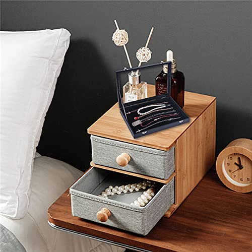 Vertical Necklace Holder Organizer,Necklace Storage,Necklace Organizer Box,Jewelry Tray with Glass Lid (Black Velvet)