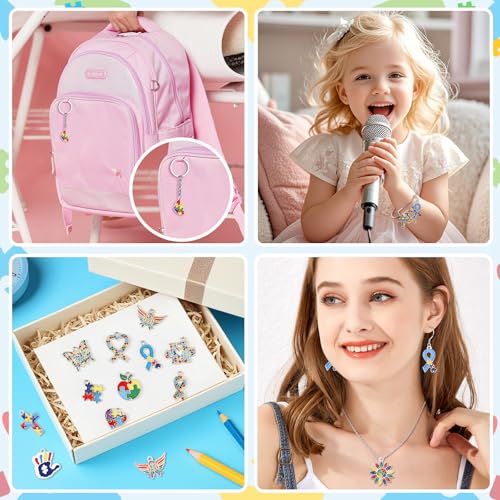 MARFOREVER 40 Pcs/20 Pairs Autism Awareness Charms for Jewelry Making | Autism Charm for Jewelry Making, Autism Alloy Puzzle Pendants, Bracelet Necklace Earrings, Autism Awareness Stuff Accessories - style: Autism Awareness