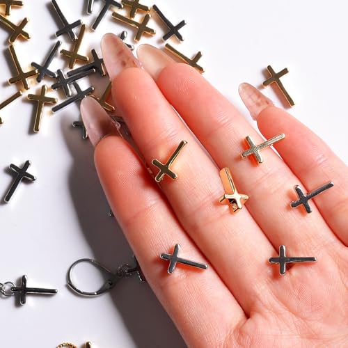 40 Pieces Small Stainless Steel Cross Charms, No Tarnish Jewelry Making Pendants, Silver & Gold Plated