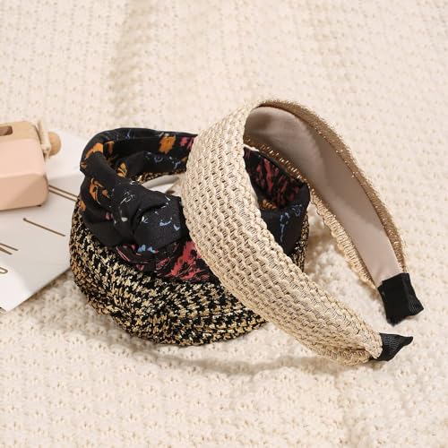 Madison Tyler Headbands for Women | Fashion Boho Top Knotted With Rhinestones Elastic Workout Hairbands | Outdoor and Party Non Slip (Olive Satin) - color: OLIVE SATIN