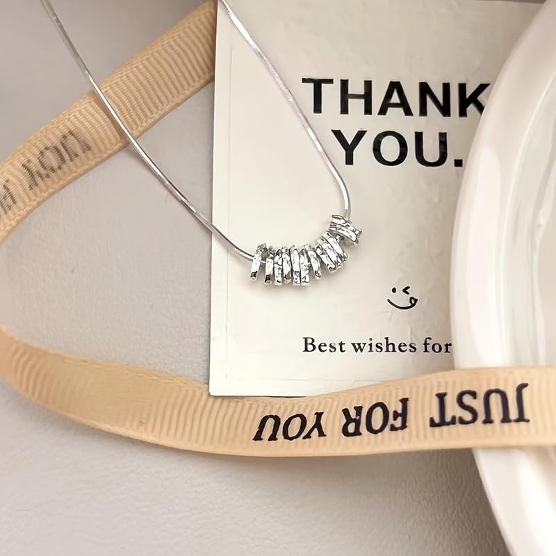 1 Pc, Silver Tone Snake Chain, Spiral Barrel Pendant Necklace, Minimalist Dainty Style, Trendy Outfit Matching (Silver)