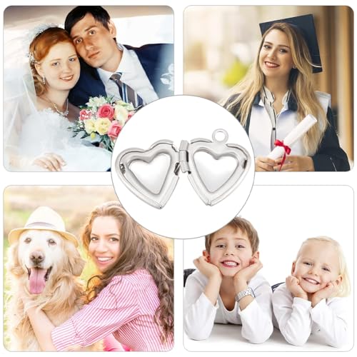 UNICRAFTALE Stainless Steel Memory Locket Pendants Heart Floating Locket Pendants Flat Round Living Memory Pendant Photo Frame Lockets Pendant for DIY Necklaces Jewelry Making - style: Heart