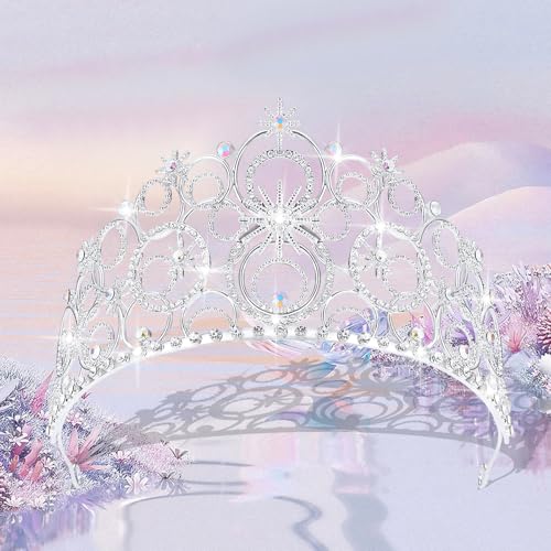 Crystal Crowns for Women, Crystal Bubble TiaraBride Royal Queen Headband Princess Headpieces for Women Bridal Wedding Prom Birthday Party Crowns - color: Silver