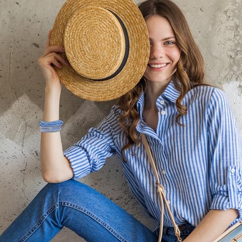 Long tiantian Leather Wrap Bracelets for Women Boho Multi Layered Bracelets Western Jewelry Hot Pink Accessories Birthday Gifts - color: 2287 lightblue