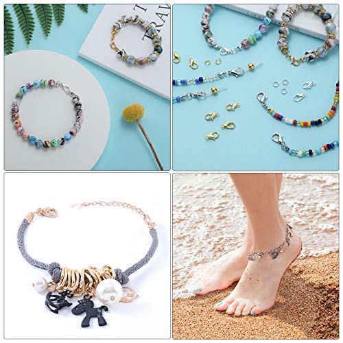 600 Pieces Lobster Clasps and Open Jump Rings Set Lobster Claw Clasps and Closures for Jewelry Making and Bracelets Bracelet Hooks Jewelry Clips(Gold, Silver) - color: Gold, Silver