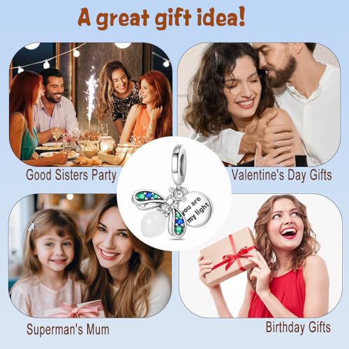 HappyStar 925 Sterling Silver Animal Dogs Charms Pendants fit Pandora Bracelets Necklaces Flowers Sports Travel Charms for Bracelets Women Jrwelry Gifts(with one Spacer Bead Charms) - style: Green Firefly Charm