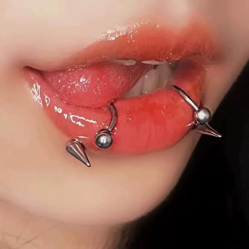 Zolure 16g Lip Rings Horseshoe Labret Jewelry Lip Barbell Ring Spike Snake Bite Piercing Jewelry Tragus Helix Earrings Studs Medusa Piercing for Women Men - color: 16G 8mm #1