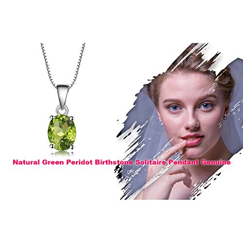 JewelryPalace Natural Gemstone Garnet Peridot Amethyst Citrine Blue Topaz Birthstone Solitaire Pendant Necklace Jewelry Set, 14k Gold Plated 925 Sterling Silver Necklaces for Women, 18 Inch Box chain - color: J-Sterling Silver-Peridot
