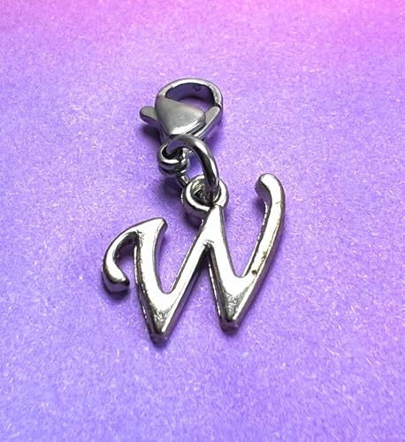 Initial Italic Cursive Stainless Steel Clasp Clip on Charm Graduation Cap Tassel Event Party Invitation Card Baby Shower Birthday Thank You Celebration Personalized Congratulations Choice of 26 Letters - style: Letter W