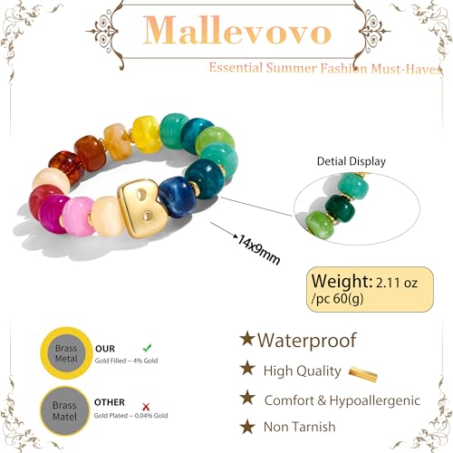 Bubble Initial Chunky Beaded Bracelet for Women Colorful Resin Bead Trendy Statement Big Stretch Bracelets Summer Beach Boho Charm Jewelry Cute Gifts for Women - color: Initial B
