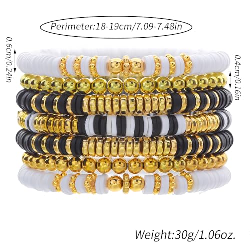 Friendship Bracelets for Women - Heishi Surfer Colorful Smile Evil Eye Clay Beaded Stretch Bracelets Elastic Layering - Stackable Boho Disc Y2K Aesthetic Summer Jewelry Set. - color: HEISHI-7PC PINK