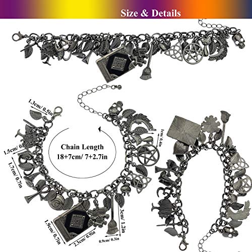 RechicGu Mythology Fairytale Lucky Charms Cuff Bangle Bracelet Cross Leaf Moon Face Celtic Cat - color: Black
