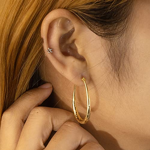 Silver Oval Hoop Earrings for Women 14K Gold Plated Hoop Earrings | Hypoallergenic Lightweight - color: D-14K Gold
