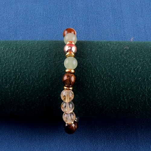 KSQS Healing Stone Bead Bracelet for Women, Natural Gemstones Balance Protection Bracelet, Spiritual Crystal Beads Bracelet Anxiety Relief with Meaning Card - color: Good Luck