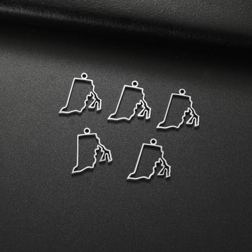 kkjoy 5Pcs Hollow Continents Maps of USA Pendant Charms for Jewelry Making and Crafting, Stainless Steel Mini Charm Craft Supplies Accessories for DIY Bracelet Necklace Earrings - color: Hollow Rhode Island Map - Silver