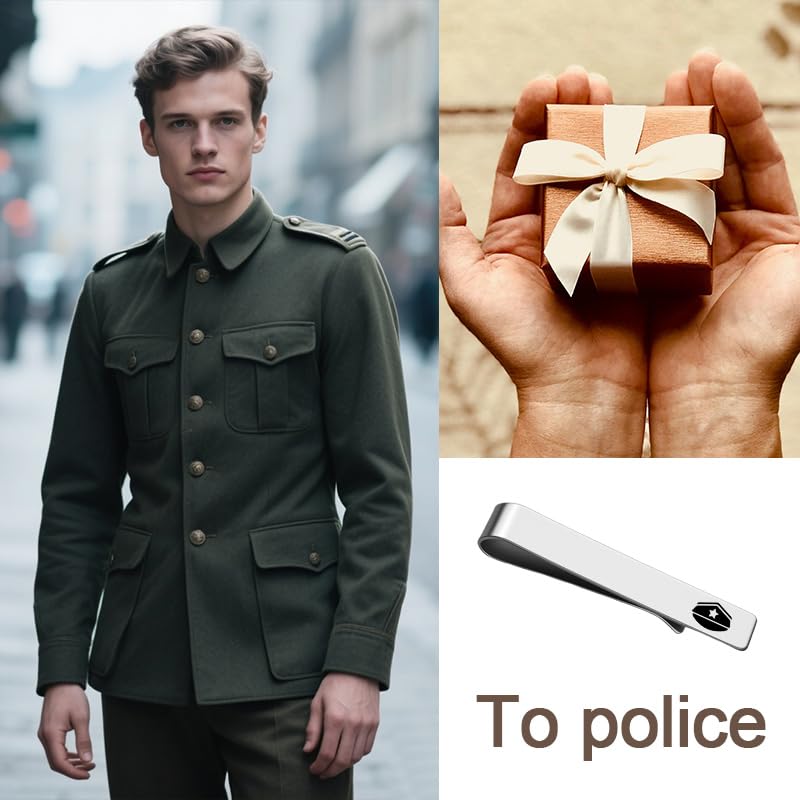 Mens Airplane Tie Clip for Boyfriend Husband Son Flight Attendant Accessories for Men - style: Silver Police