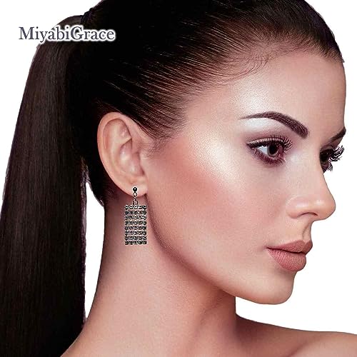 Dangle Silver Invisible Clip On Earrings for Women Not Pierced Gold Crystal Rhinestone Comfortable Hoop Fringe Long Chain Clip On Earrings - color: Rectangular Silver